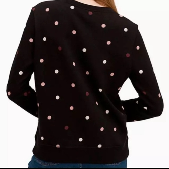 EUC Kate Spade Brooke Street Bakery Dot Black Pink Polka Dot Sweatshirt Small - Picture 2 of 15